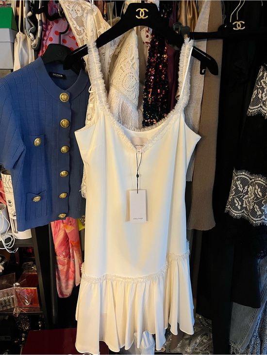 cinq a sept Dresses & Skirts - cinq a sept Cream Mini Dress with Ruffle Hem